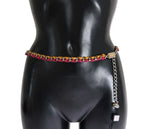 Red Yellow Leather Crystal Belt Dolce & Gabbana