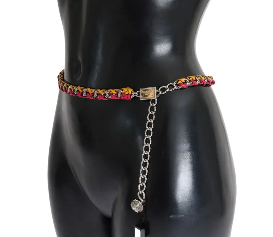 Red Yellow Leather Crystal Belt Dolce & Gabbana