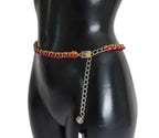 Red Yellow Leather Crystal Belt Dolce & Gabbana