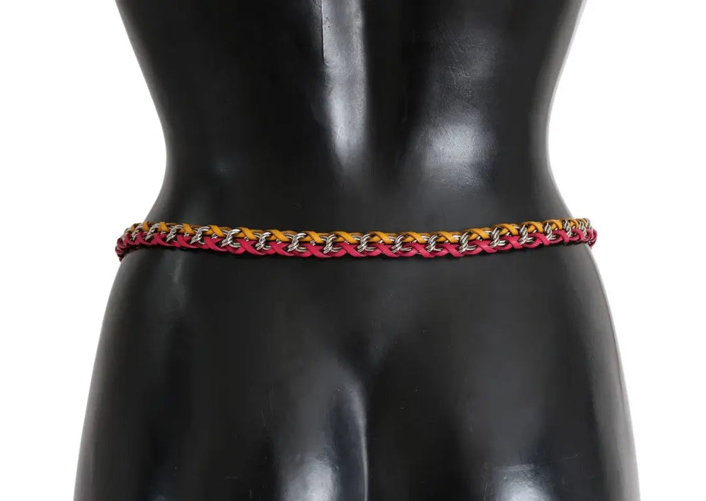 Red Yellow Leather Crystal Belt Dolce & Gabbana