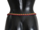 Red Yellow Leather Crystal Belt Dolce & Gabbana