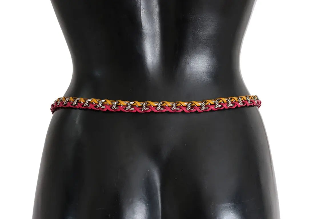 Red Yellow Leather Crystal Belt Dolce & Gabbana