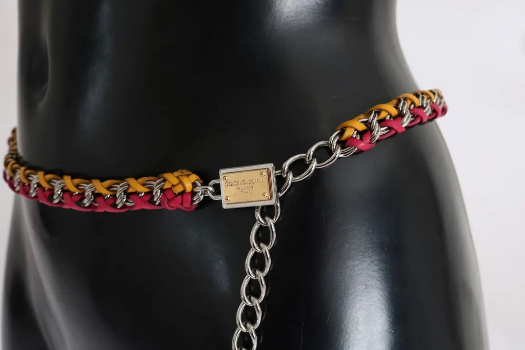 Red Yellow Leather Crystal Belt Dolce & Gabbana