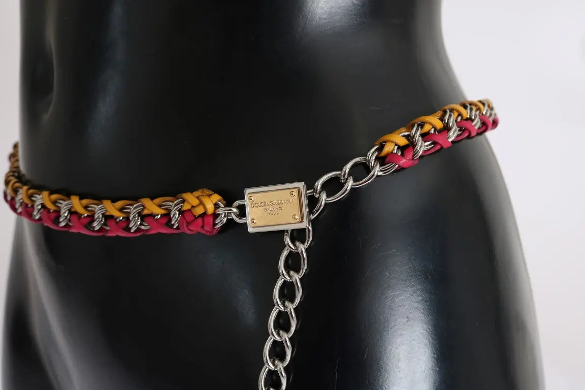 Red Yellow Leather Crystal Belt Dolce & Gabbana