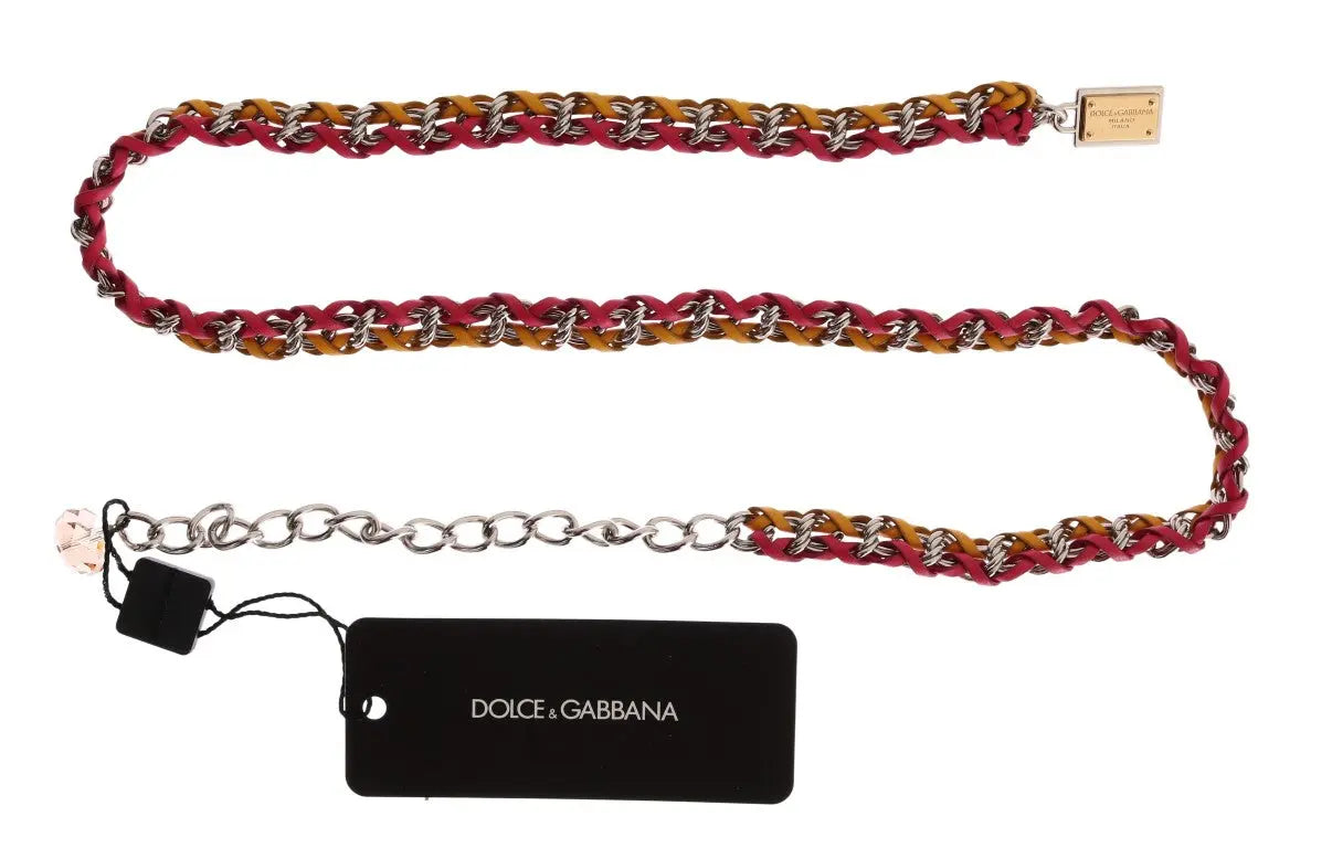 Red Yellow Leather Crystal Belt Dolce & Gabbana