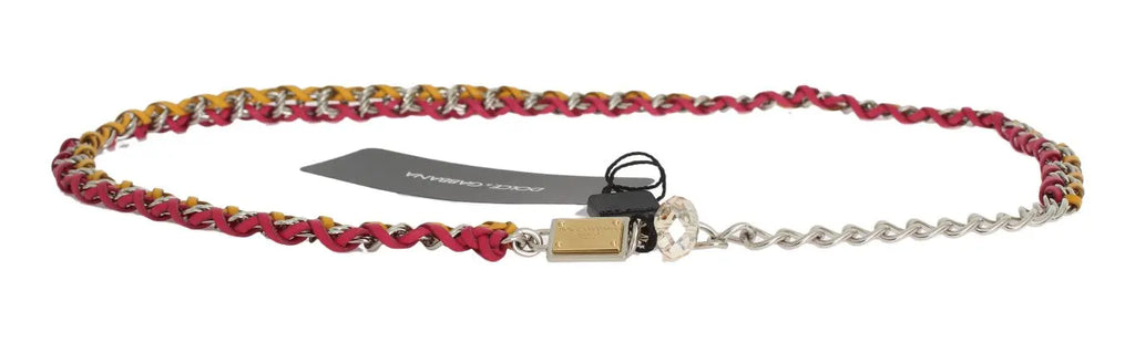 Red Yellow Leather Crystal Belt Dolce & Gabbana