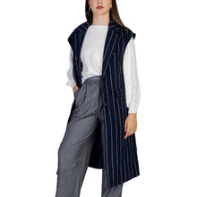 ICHI Blue Polyester Sleveless Jacket