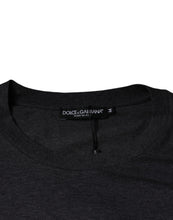 Dolce & Gabbana Gray Logo Patch Cotton Crew Neck T-shirt