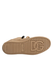 Dolce & Gabbana Brown Jute Fabric Low Top Men Sneakers Shoes