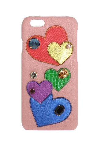 Pink Leather Heart Crystal Phone Case Dolce & Gabbana