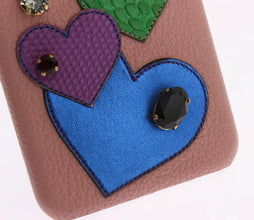 Pink Leather Heart Crystal Phone Case Dolce & Gabbana