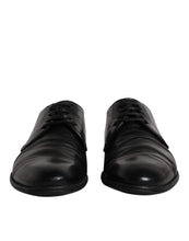 Dolce & Gabbana Black Leather Lace Up Men Derby Formal Shoes