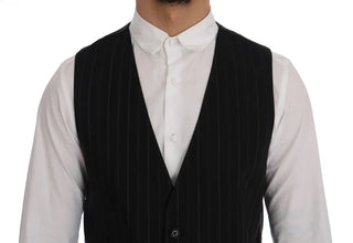 Black STAFF Cotton Striped Vest Dolce & Gabbana