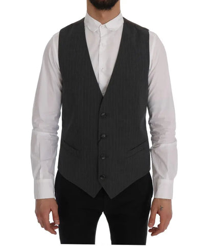 Gray STAFF Cotton Striped Vest Dolce & Gabbana