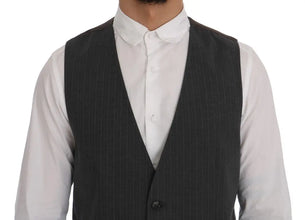 Gray STAFF Cotton Striped Vest Dolce & Gabbana