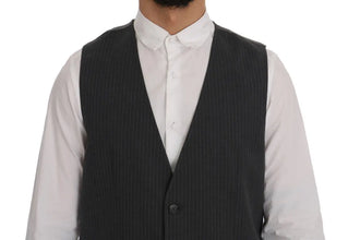 Gray STAFF Cotton Striped Vest Dolce & Gabbana