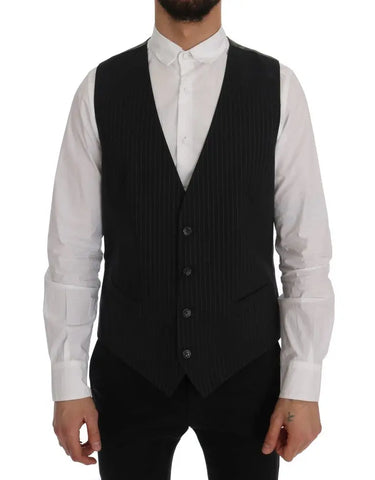 Gray STAFF Cotton Striped Vest Dolce & Gabbana