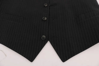 Gray STAFF Cotton Striped Vest Dolce & Gabbana