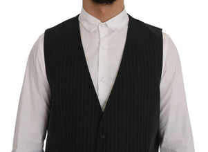 Gray STAFF Cotton Striped Vest Dolce & Gabbana