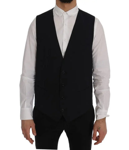 Black STAFF Wool Striped Vest Dolce & Gabbana