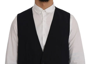 Black STAFF Wool Striped Vest Dolce & Gabbana