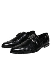Dolce & Gabbana Black Embellished Derby Monk Strap Shoes