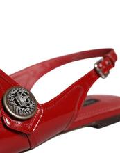 Dolce & Gabbana Red Leather Slingback Flats Sandals Shoes