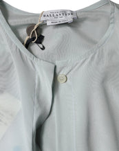 Ballantyne Light Blue Silk Ascot Collared Long Sleeves Top