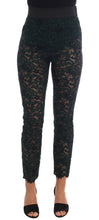 Green Floral Lace Leggings Pants Dolce & Gabbana