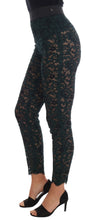 Green Floral Lace Leggings Pants Dolce & Gabbana