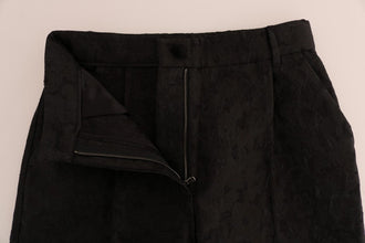 Black Floral Brocade Capri Pants Dolce & Gabbana