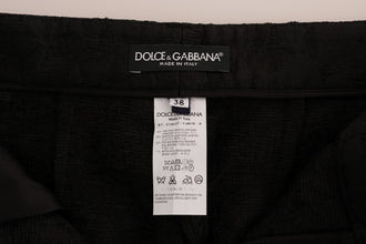 Black Floral Brocade Capri Pants Dolce & Gabbana