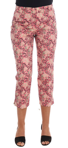 Pink Floral Brocade Capri Pants Dolce & Gabbana