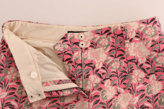 Pink Floral Brocade Capri Pants Dolce & Gabbana