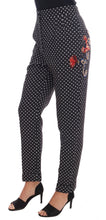 Black Polka Dot Sicily Crystal Pants Dolce & Gabbana