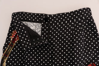 Black Polka Dot Sicily Crystal Pants Dolce & Gabbana