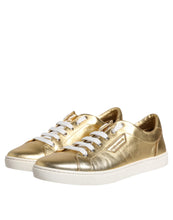 Dolce & Gabbana Gold Leather Logo London Men Sneakers Shoes