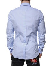 Dolce & Gabbana Light Blue Cotton Slim Fit GOLD Men Dress Shirt