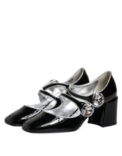 Dolce & Gabbana Black Patent Leather Crystal Mary Jane Pumps Shoes