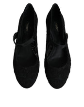 Dolce & Gabbana Black Mary Jane Taormina Lace Pumps Shoes