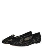 Dolce & Gabbana Black Taormina Lace Slip On Flats Shoes