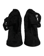 Dolce & Gabbana Black Lace Stretch Heels Mid Calf Boots Shoes