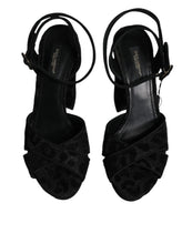 Dolce & Gabbana Black Leopard Platform Heels Sandals Shoes