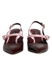 Dolce & Gabbana Pink Maroon Leather Kitten Heels Slingbacks Shoes