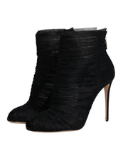 Dolce & Gabbana Black Mesh Stiletto Heels Ankle Boots Shoes