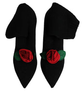 Dolce & Gabbana Black Stiletto Heels Mid Calf Boots Shoes