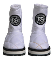 Dolce & Gabbana White Viscose Padded Mid Calf Boots Shoes