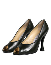 Dolce & Gabbana Green Leather Peep Toe Heels Pumps Shoes