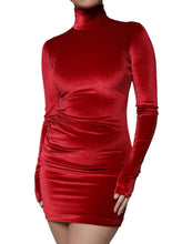 Dolce & Gabbana Red Velvet Long Sleeves Bodycon Mini Dress