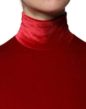 Dolce & Gabbana Red Velvet Long Sleeves Bodycon Mini Dress